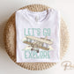 Let's Go Explore DTF Transfers, Ready to Press, T-shirt Transfers, Heat Transfer, Direct to Film, Retro, Adventure, Travel, Airplane