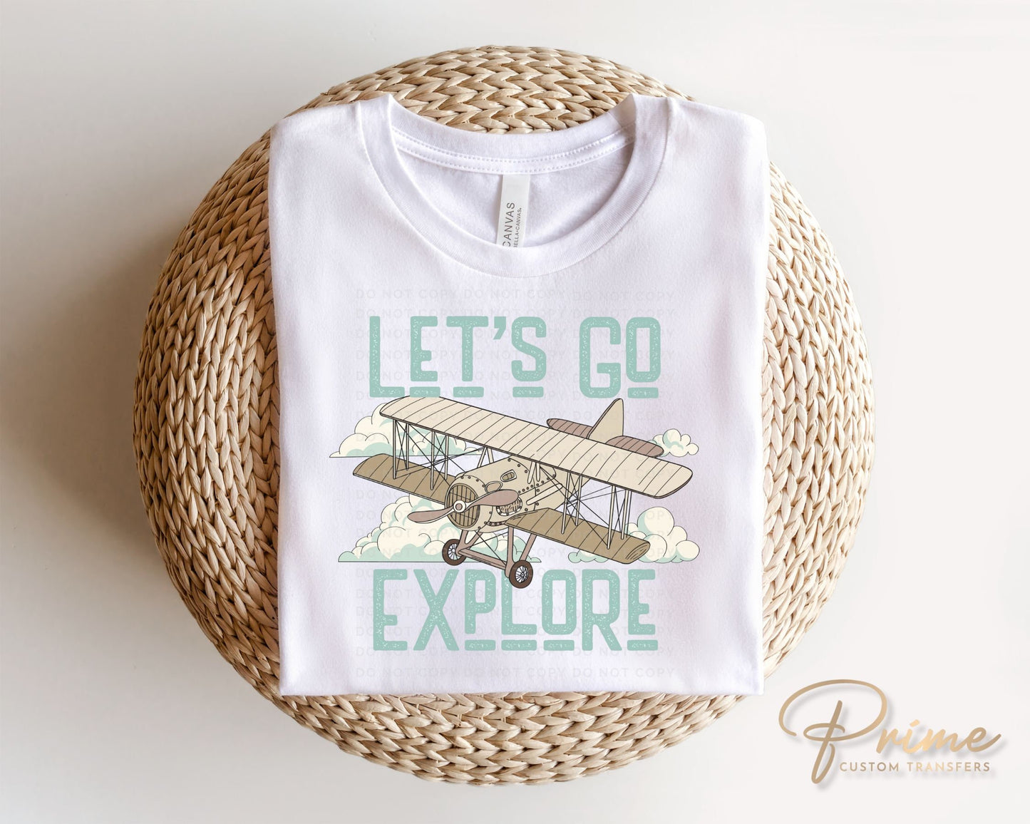 Let's Go Explore DTF Transfers, Ready to Press, T-shirt Transfers, Heat Transfer, Direct to Film, Retro, Adventure, Travel, Airplane