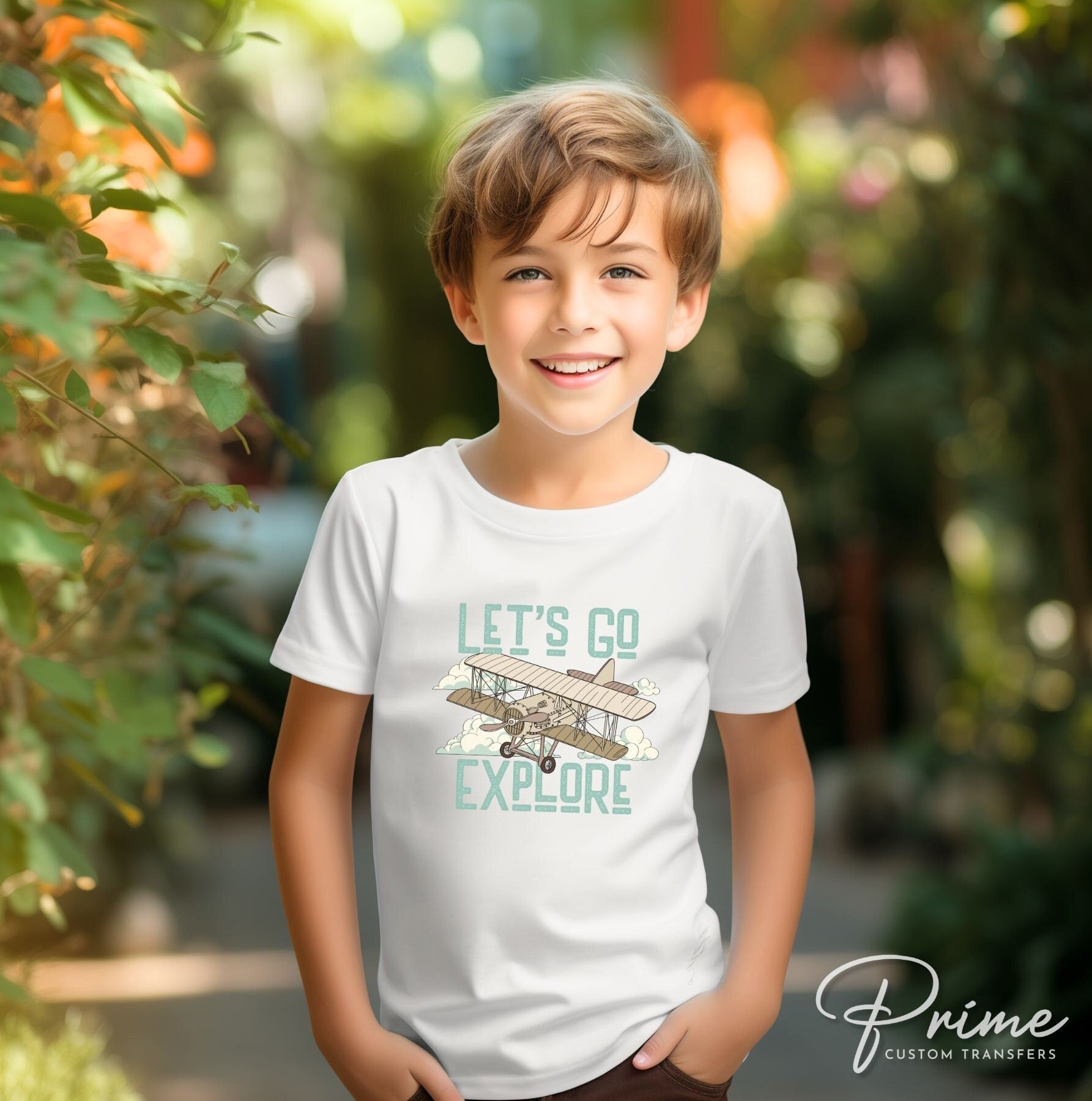 Let's Go Explore DTF Transfers, Ready to Press, T-shirt Transfers, Heat Transfer, Direct to Film, Retro, Adventure, Travel, Airplane