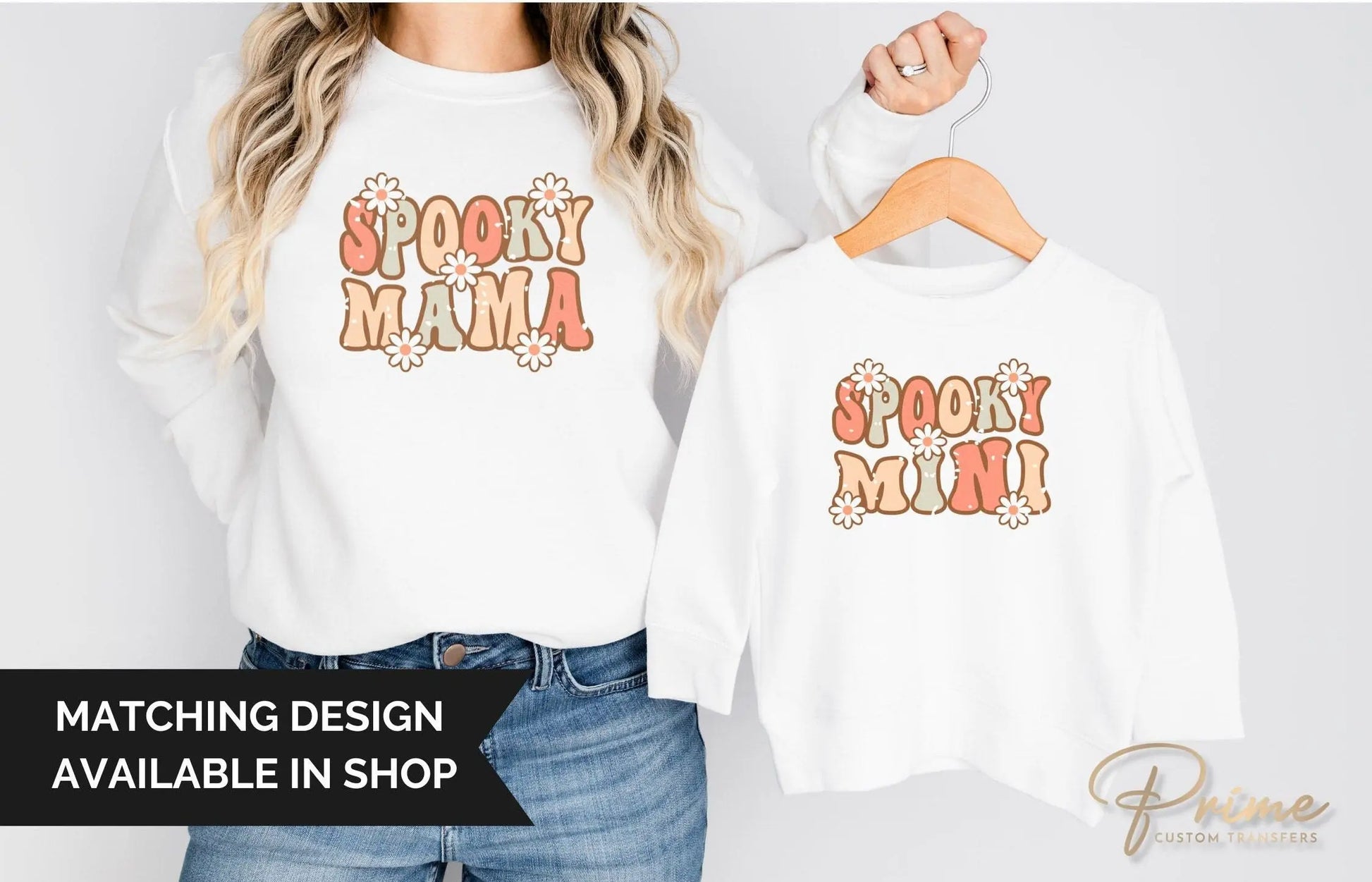 Fall DTF Transfers, Ready to Press, T-shirt Transfers, Heat Transfer, Direct to Film, Halloween, Matching, Mommy and Me, Spooky Mama