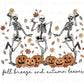 Fall DTF Transfers, Ready to Press, T-shirt Transfers, Heat Transfer, Direct to Film, Leaves, Pumpkins, Skull, Autumn Dancing Skeletons