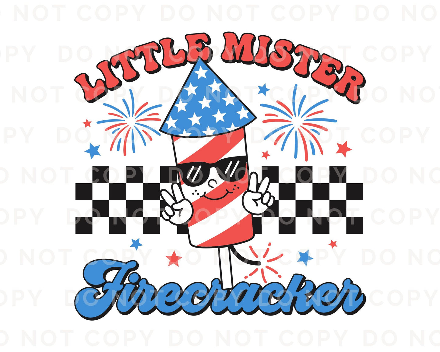 4th of July DTF Transfers, Ready to Press, T-shirt Transfers, Heat Transfer, Direct to Film, Holiday, USA, Little Mister Firecracker