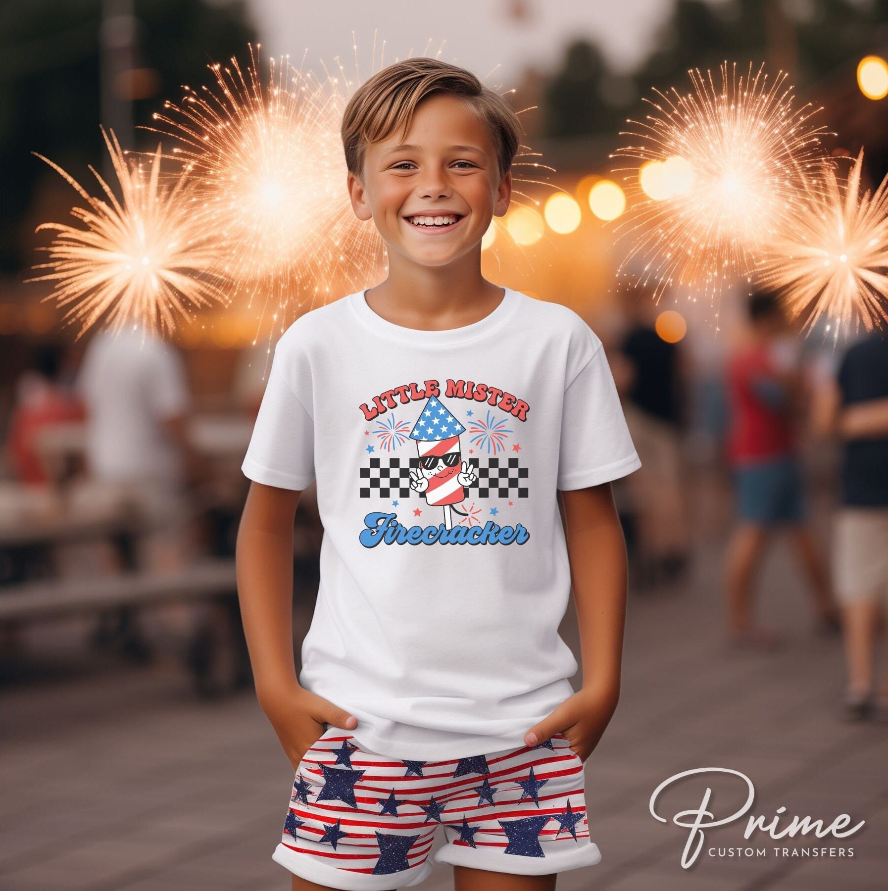 4th of July DTF Transfers, Ready to Press, T-shirt Transfers, Heat Transfer, Direct to Film, Holiday, USA, Little Mister Firecracker