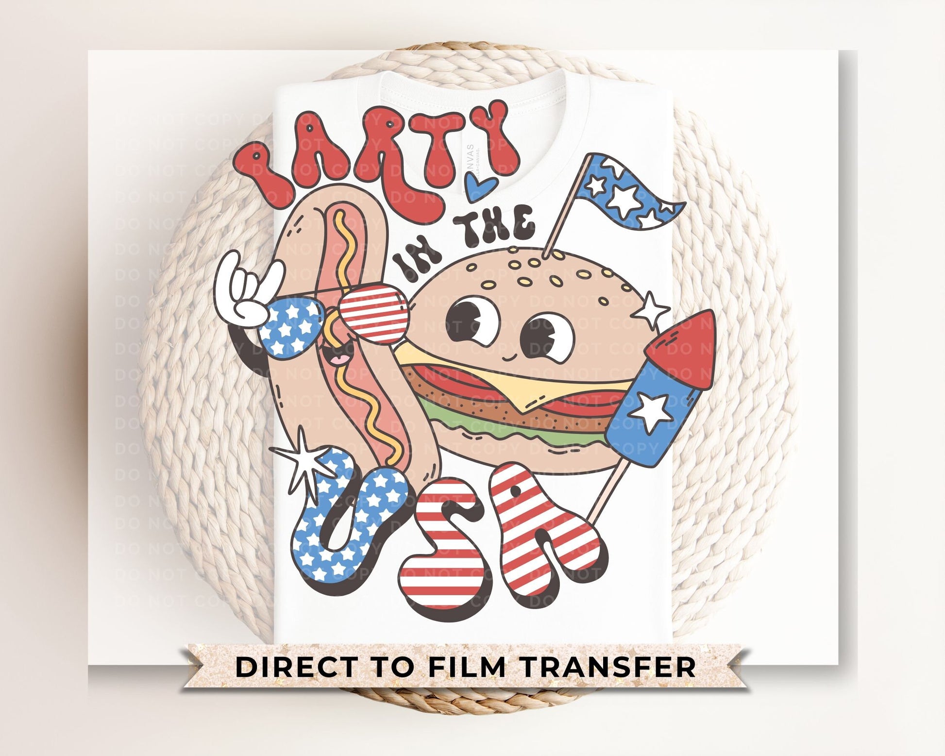 4th of July DTF Transfers, Ready to Press, T-shirt Transfers, Heat Transfer, Direct to Film, Fourth, Holiday, Party in The USA, Memorial Day