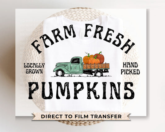 Fall DTF Transfers, Ready to Press, T-shirt Transfers, Heat Transfer, Direct to Film, Truck, Autumn, Gift, Halloween, Farm Fresh Pumpkins