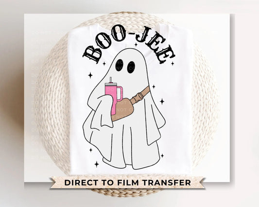 Halloween DTF Transfers, Ready to Press, T-shirt Transfers, Heat Transfer, Direct to Film, Faux Sequins Letters, Fall, Sparkly Boo Ghost