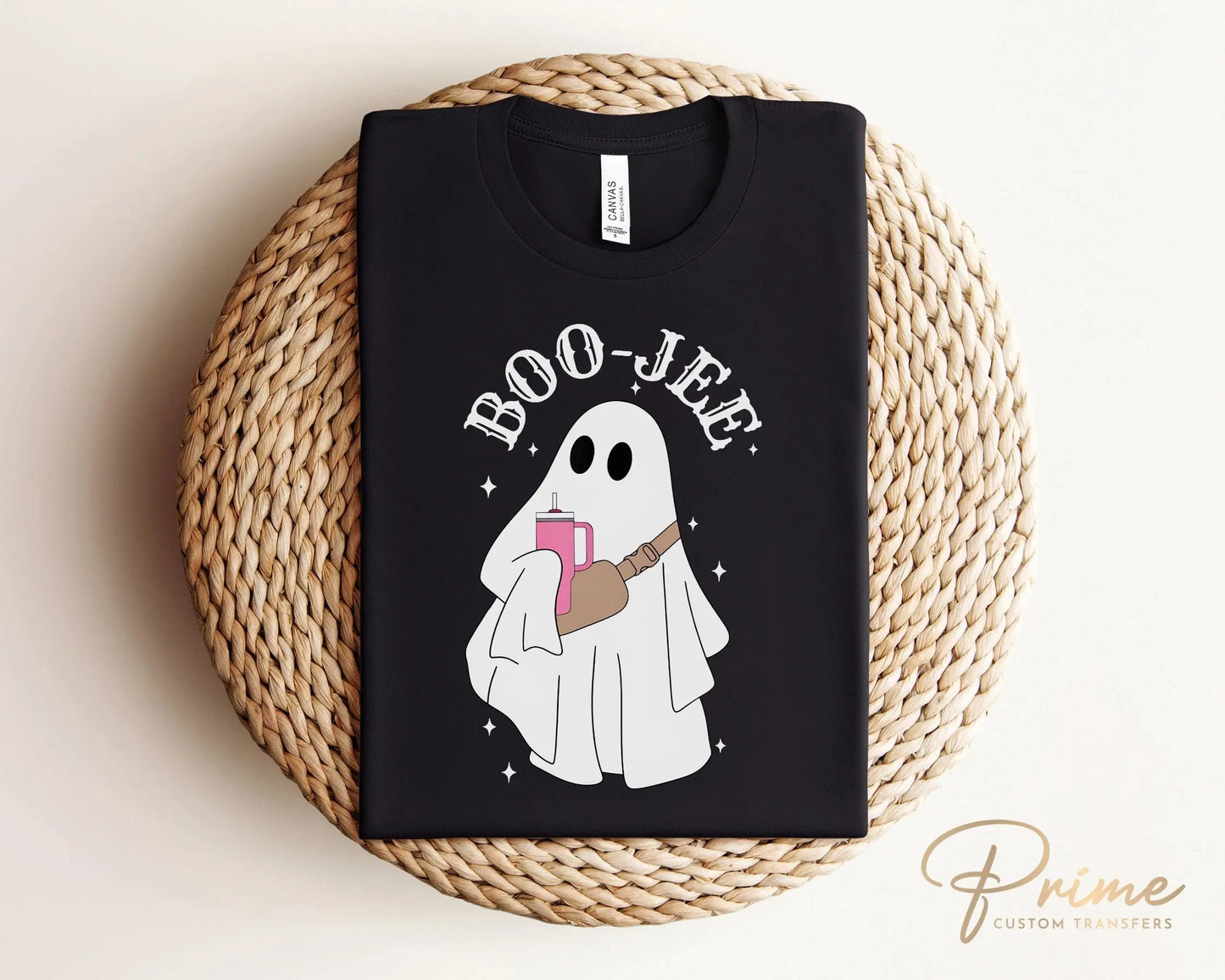 Halloween DTF Transfers, Ready to Press, T-shirt Transfers, Heat Transfer, Direct to Film, Faux Sequins Letters, Fall, Sparkly Boo Ghost