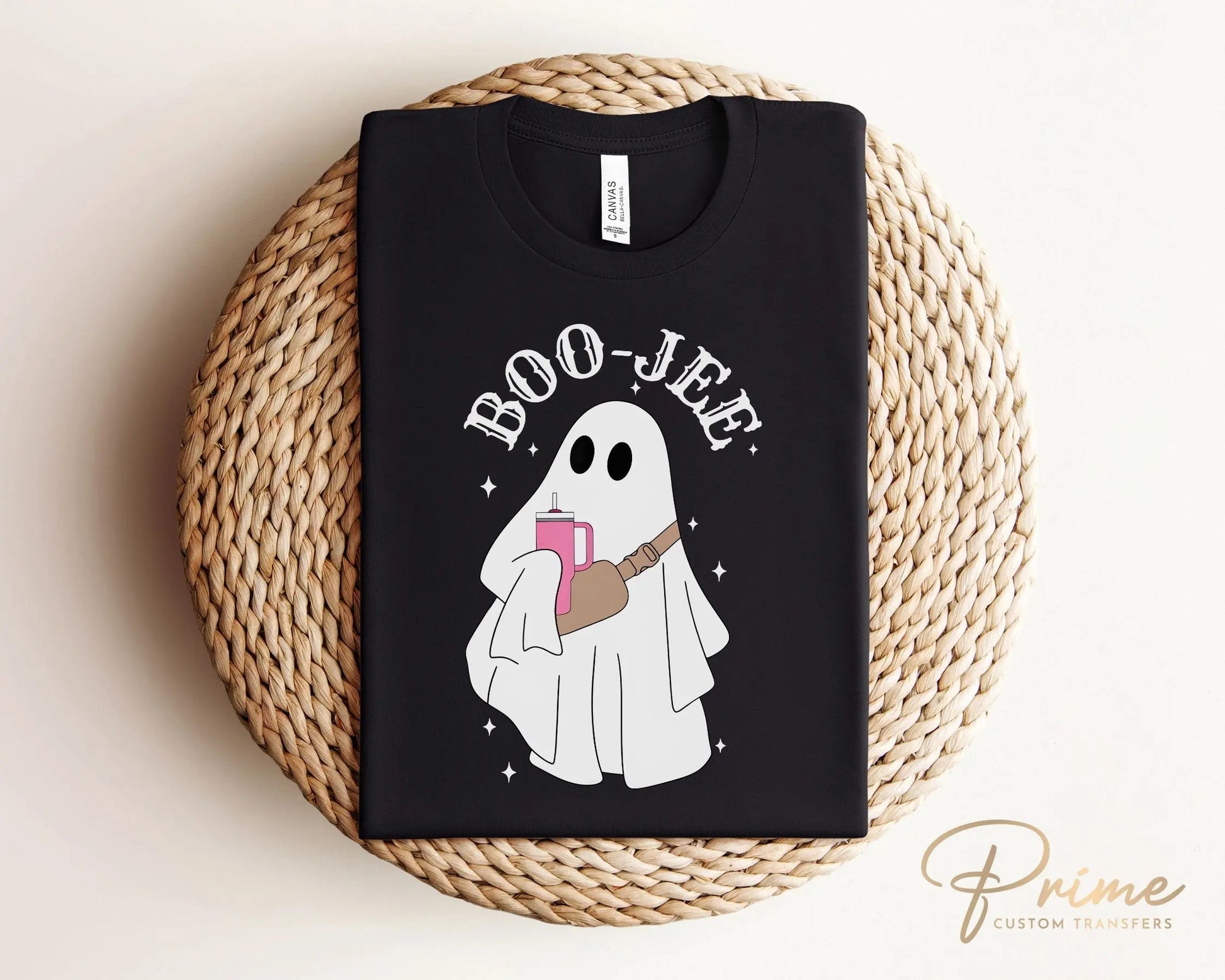 Halloween DTF Transfers, Ready to Press, T-shirt Transfers, Heat Transfer, Direct to Film, Faux Sequins Letters, Fall, Sparkly Boo Ghost