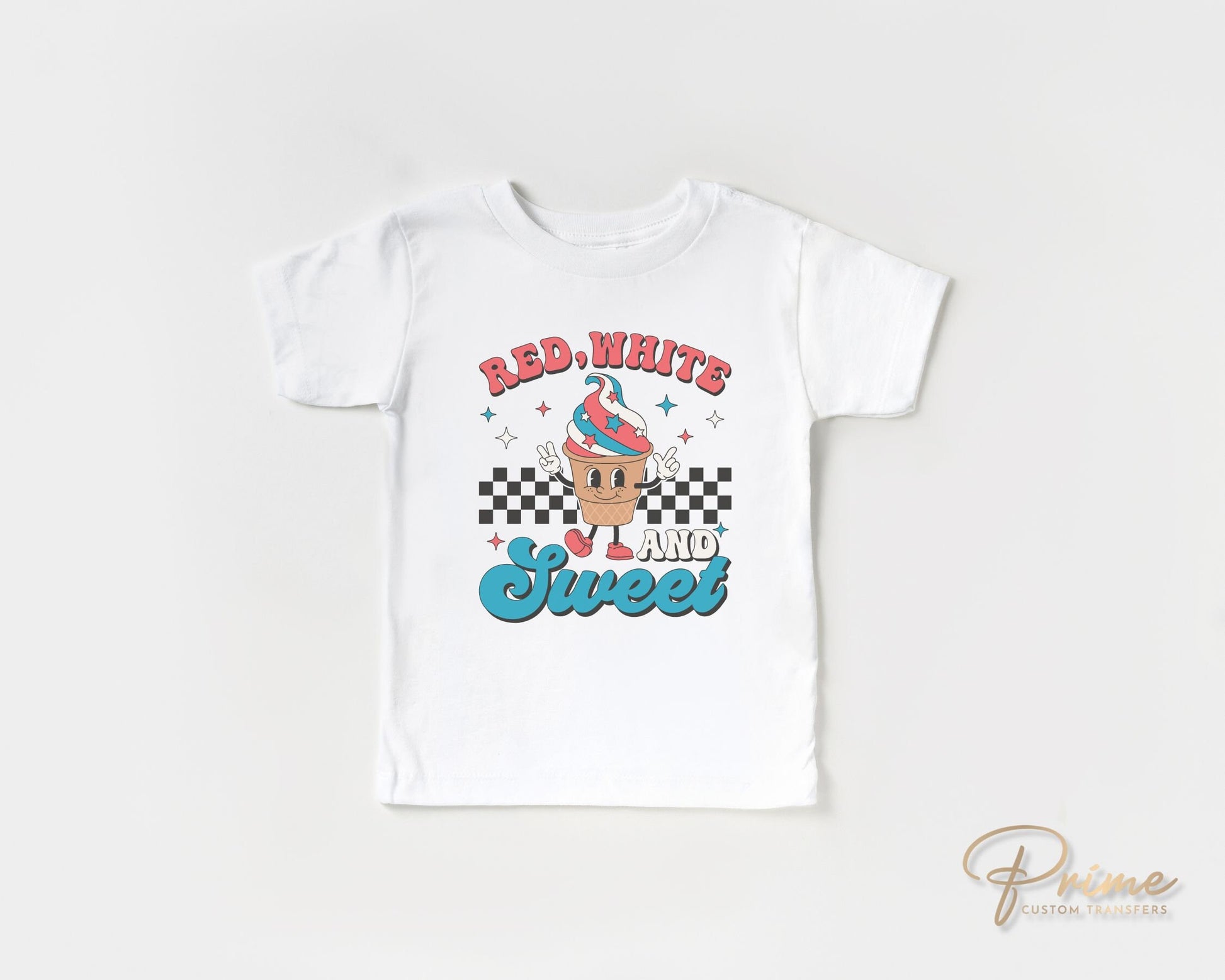 4th of July DTF Transfers, Ready to Press, T-shirt Transfers, Heat Transfer, Direct to Film, Fourth, Holiday, USA, Retro Ice Cream Cone