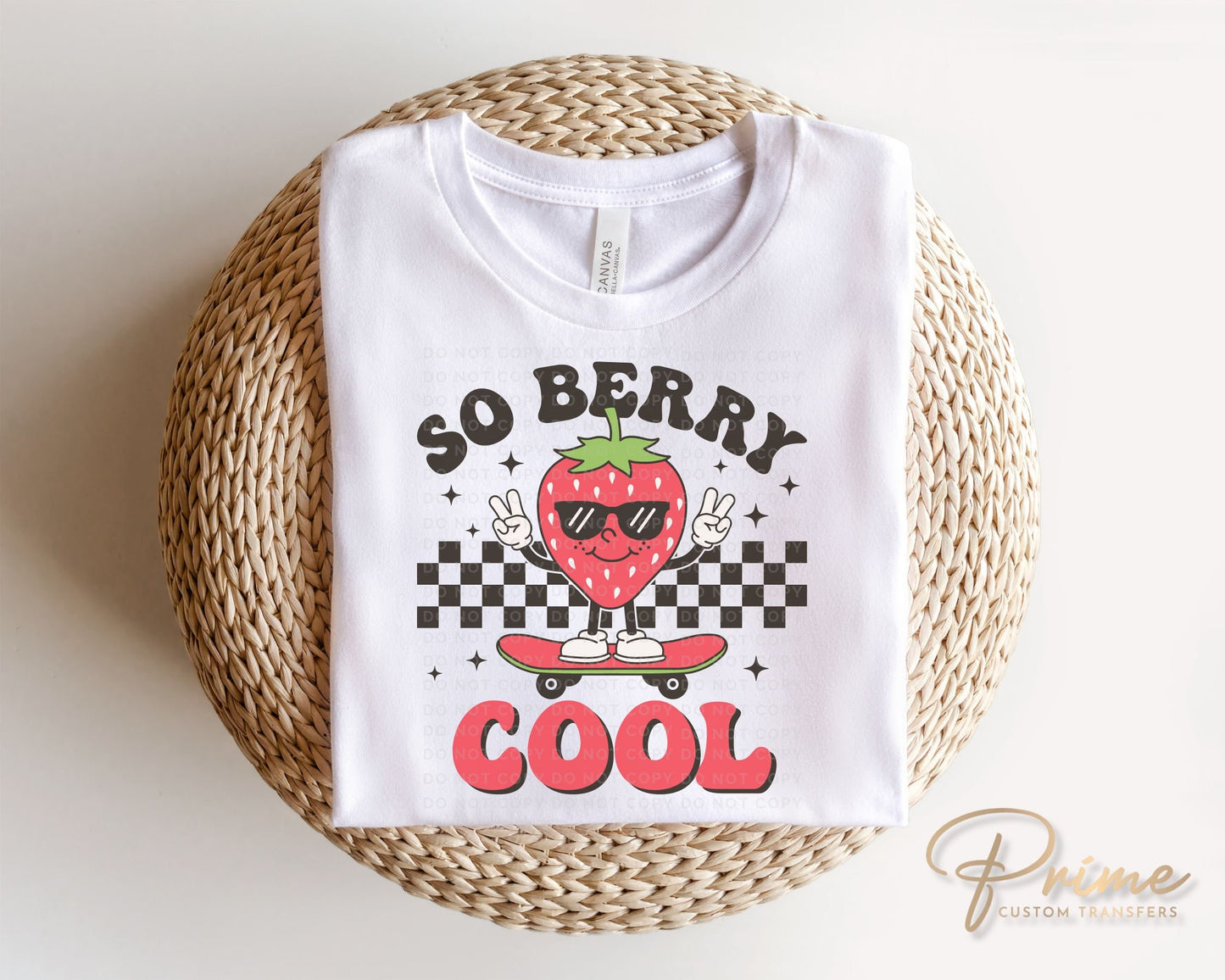 Strawberry DTF Transfers, Ready to Press, T-shirt Transfers, Heat Transfer, Direct to Film, Retro, Trendy, Cute, Skateboard, So Berry Cool