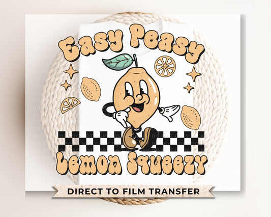 Summer DTF Transfers, Ready to Press, T-shirt Transfers, Heat Transfer, Direct to Film, Cute, Sunshine, Retro Easy Peasy Lemon Squeezy