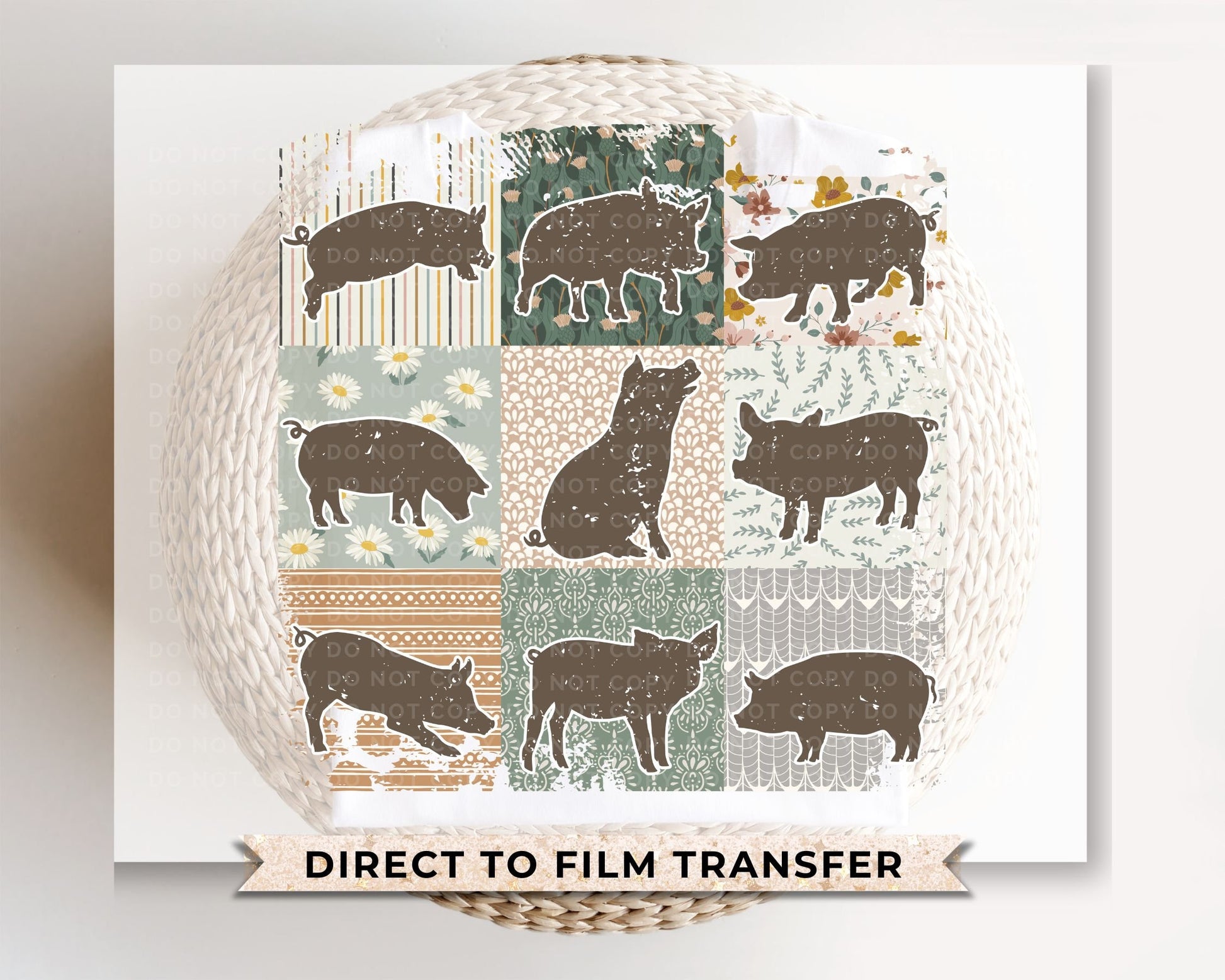 Pig DTF Transfers, Ready to Press, T-shirt Transfers, Heat Transfer, Direct to Film, Homestead, Gift for Her, Farm Animals, Retro, Boho