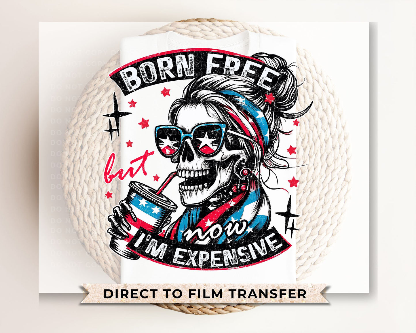 4th of July DTF Transfers, Ready to Press, T-shirt Transfers, Heat Transfer, Direct to Film, Fourth, Holiday, USA, Skull, Freedom, Skeleton