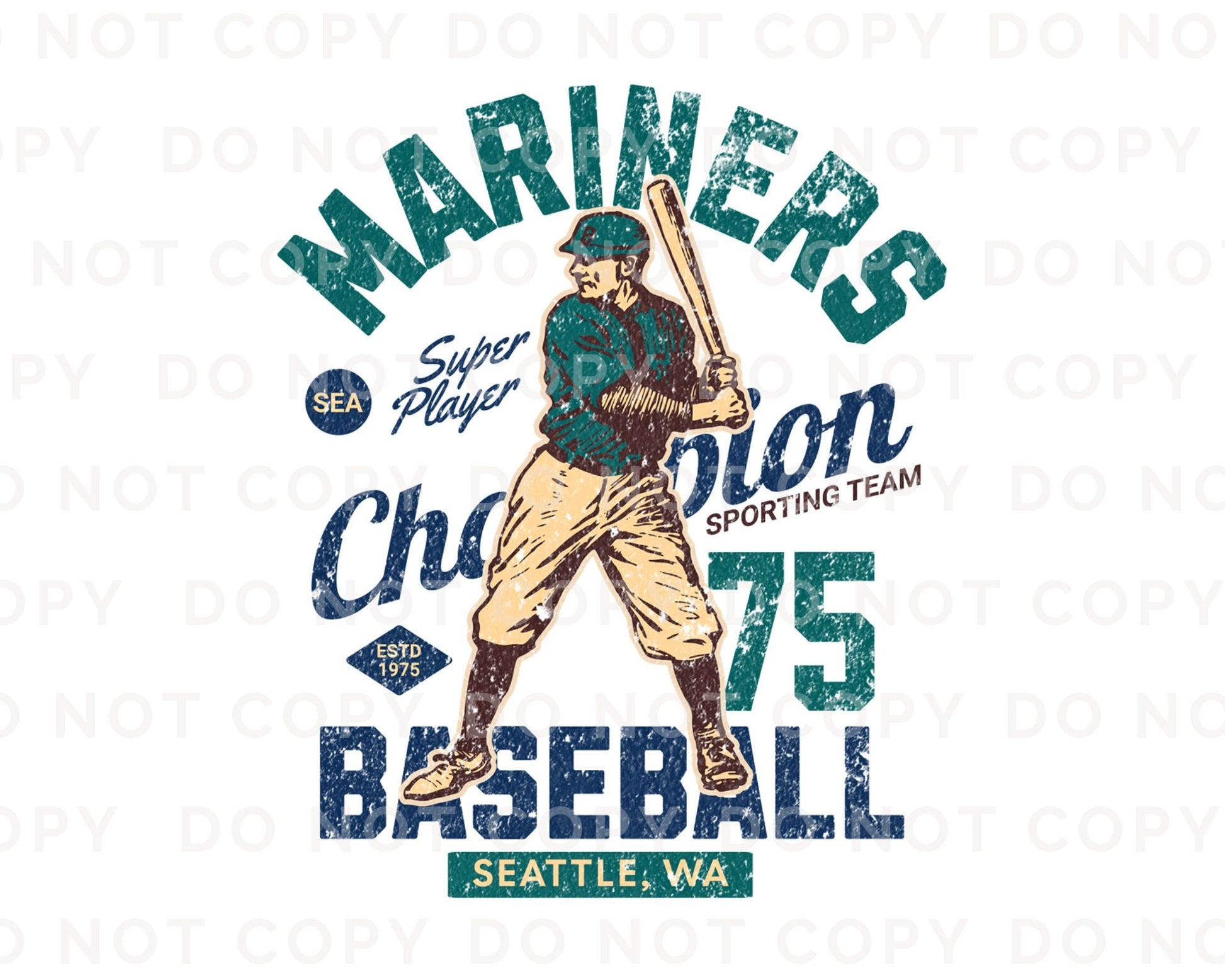 Baseball DTF Transfers, Ready to Press, T-shirt Transfers, Heat Transfer, Direct to Film, Sports, Summer, Vintage, Seattle Washington