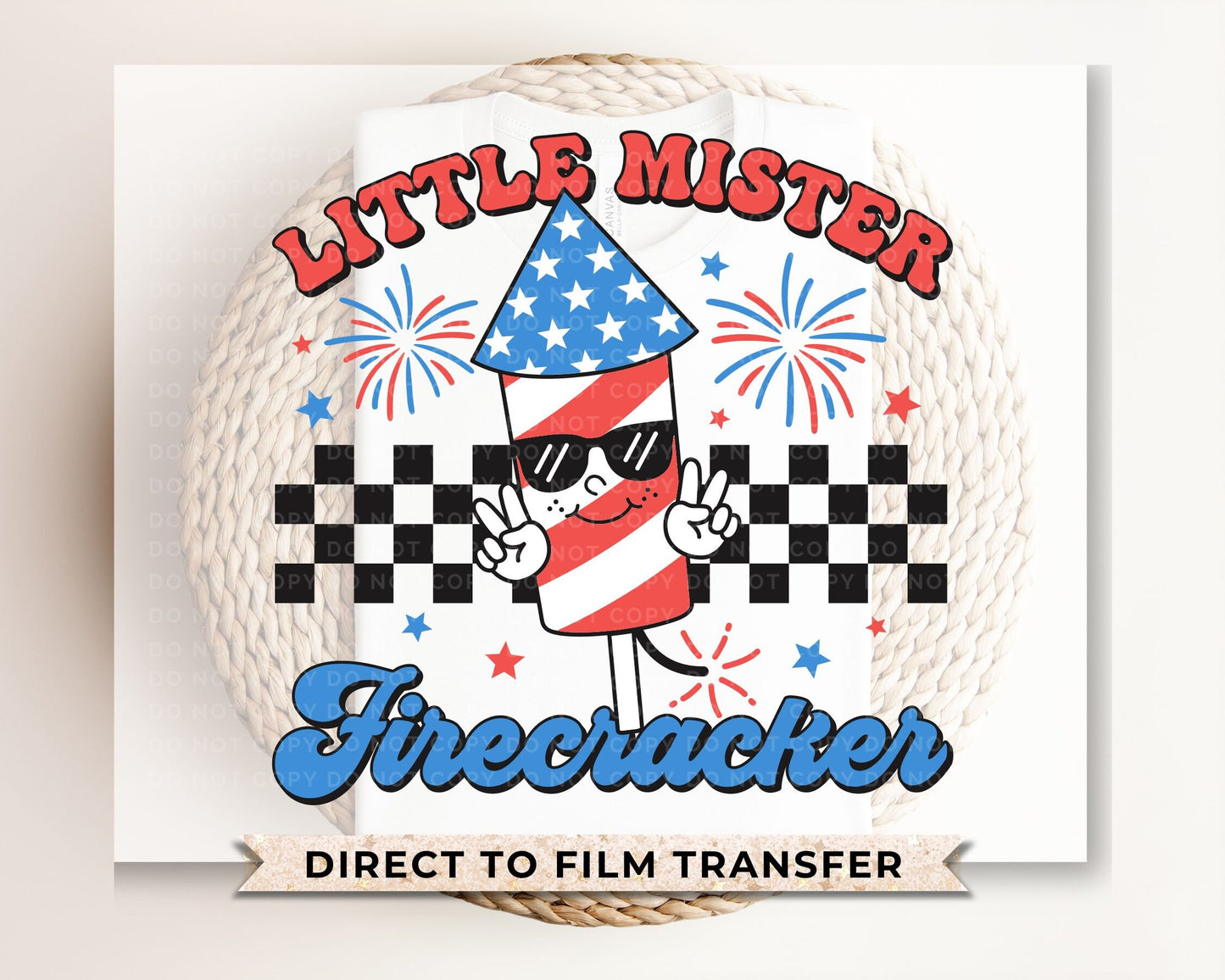 4th of July DTF Transfers, Ready to Press, T-shirt Transfers, Heat Transfer, Direct to Film, Holiday, USA, Little Mister Firecracker