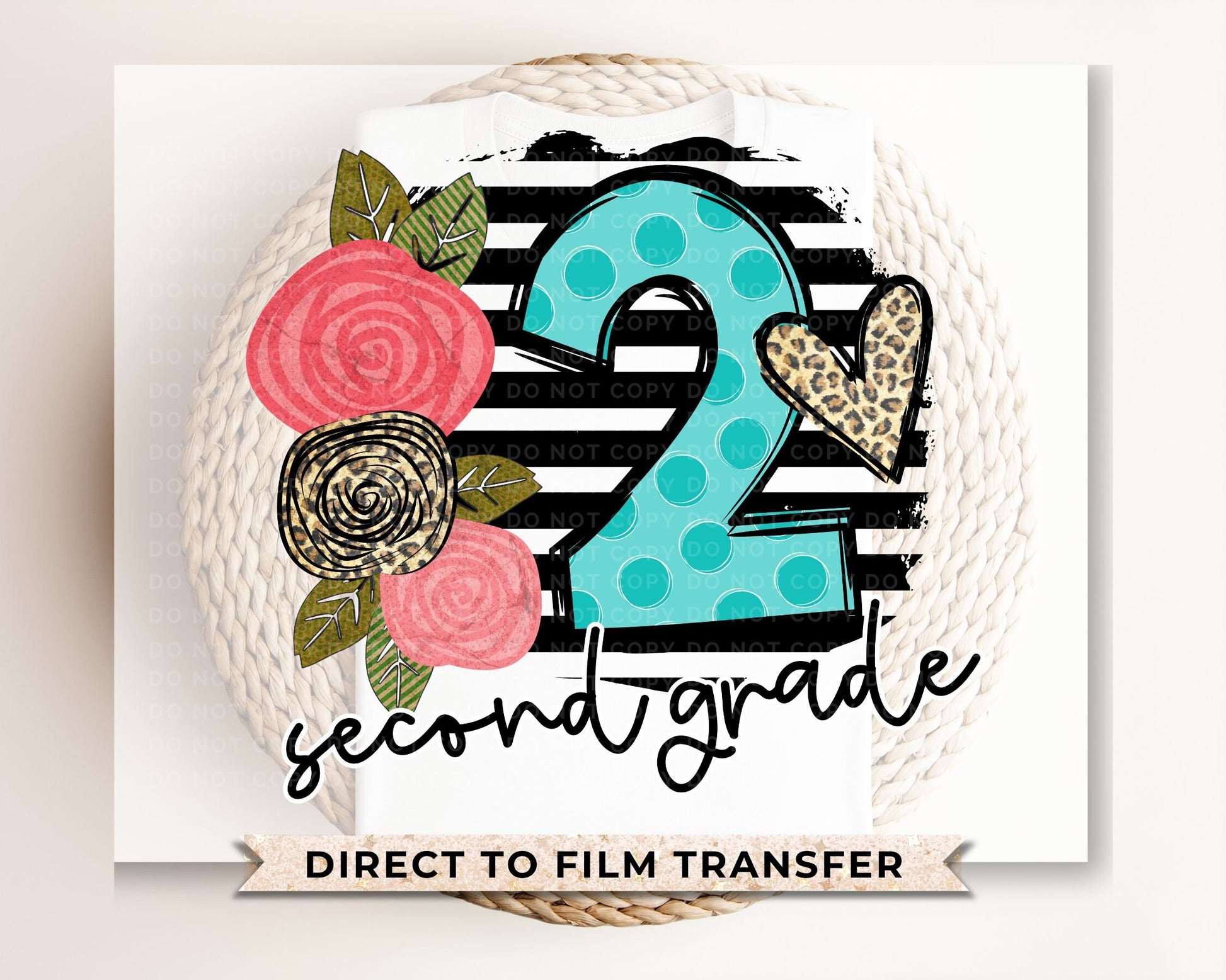 Second Grade DTF Transfer, First Day of School, Heat Transfer, Ready to Press, Direct to Film, First Day of School, Boho, Teacher, 2nd Grade