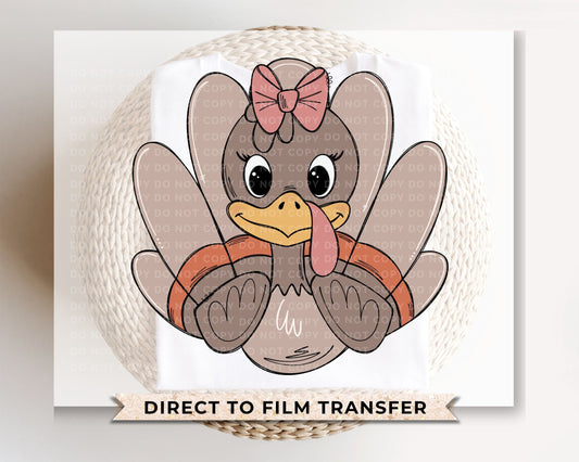 Thanksgiving DTF Transfers, Ready to Press, T-shirt Transfers, Heat Transfer, Direct to Film, Cute, Holiday, Fall, Autumn, Girl Turkey