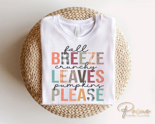 Fall DTF Transfers, Ready to Press, T-shirt Transfers, Heat Transfer, Direct to Film, Cold Peel, Pumpkins, Leaves, Autumn Favorites