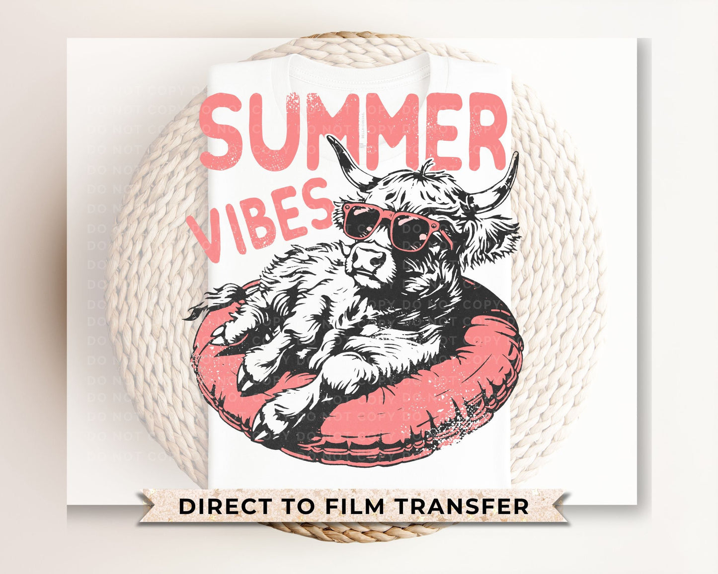 Summer DTF Transfers, Ready to Press, T-shirt Transfers, Heat Transfer, Direct to Film, Highland Cow, Retro, Beach, Vacation, Summer Vibes