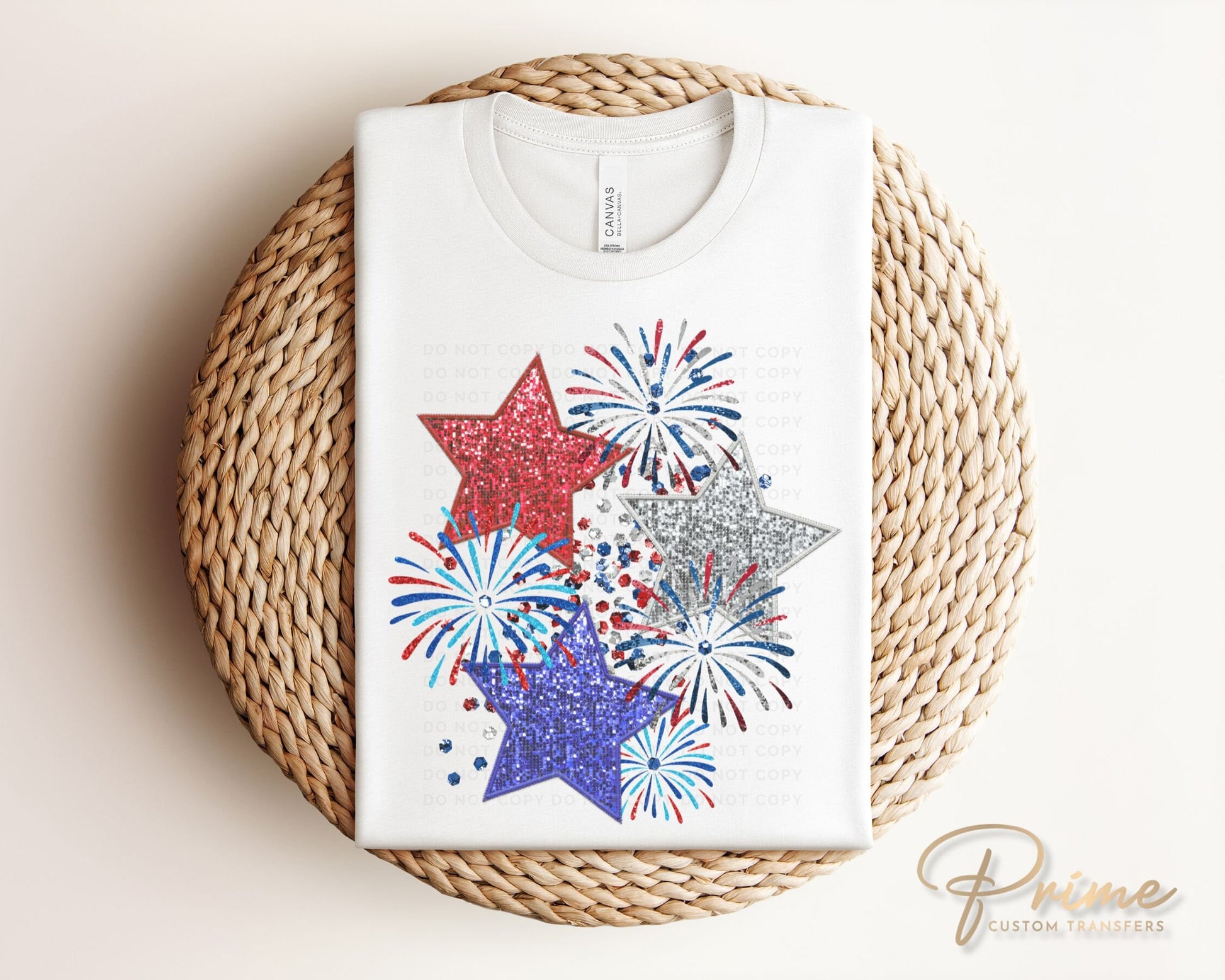 4th of July DTF Transfers, Ready to Press, T-shirt Transfers, Heat Transfer, Direct to Film, USA, Holiday, Stars, Sparkly, Faux Glitter