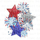 4th of July DTF Transfers, Ready to Press, T-shirt Transfers, Heat Transfer, Direct to Film, USA, Holiday, Stars, Sparkly, Faux Glitter