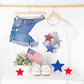 4th of July DTF Transfers, Ready to Press, T-shirt Transfers, Heat Transfer, Direct to Film, USA, Holiday, Stars, Sparkly, Faux Glitter