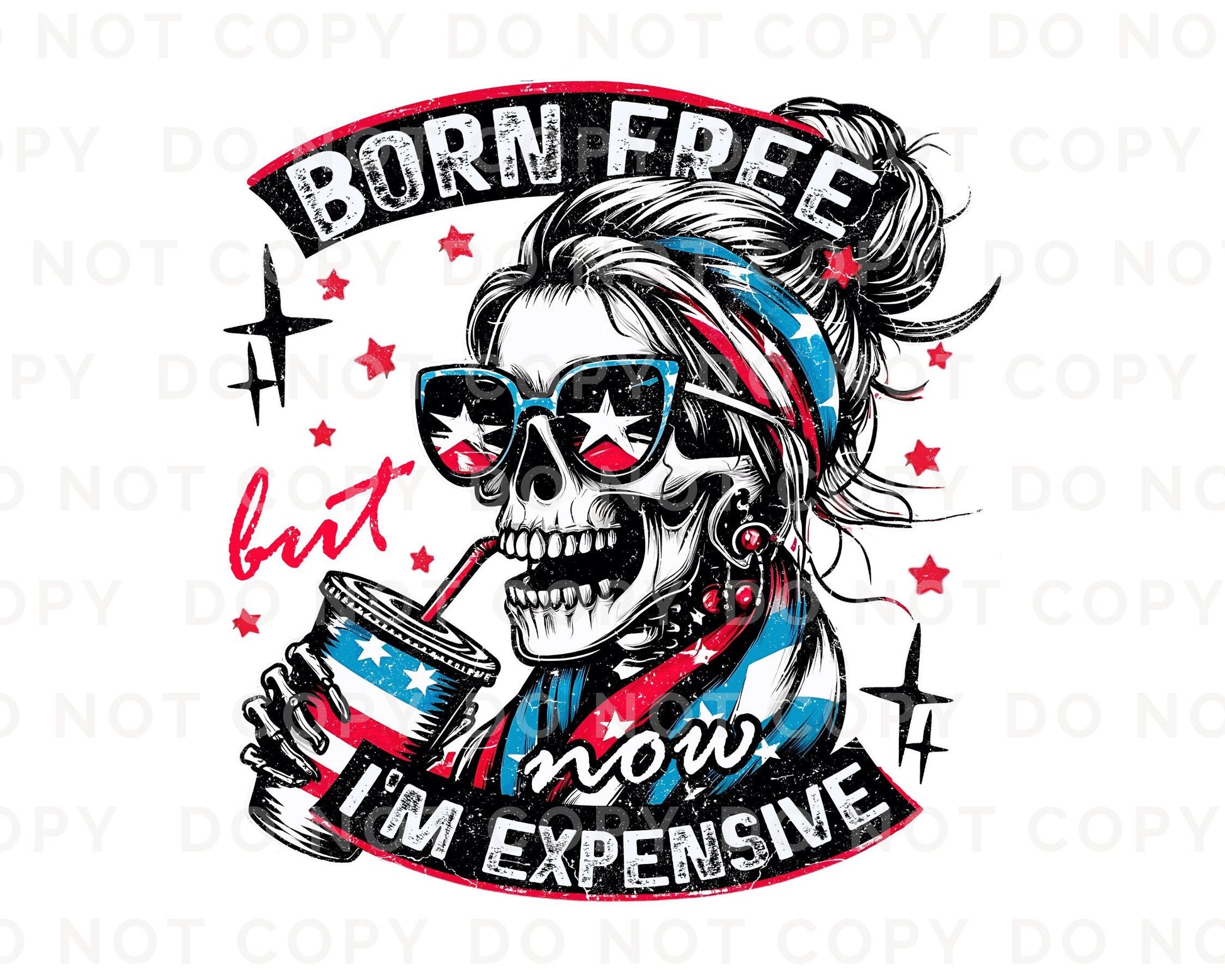 4th of July DTF Transfers, Ready to Press, T-shirt Transfers, Heat Transfer, Direct to Film, Fourth, Holiday, USA, Skull, Freedom, Skeleton