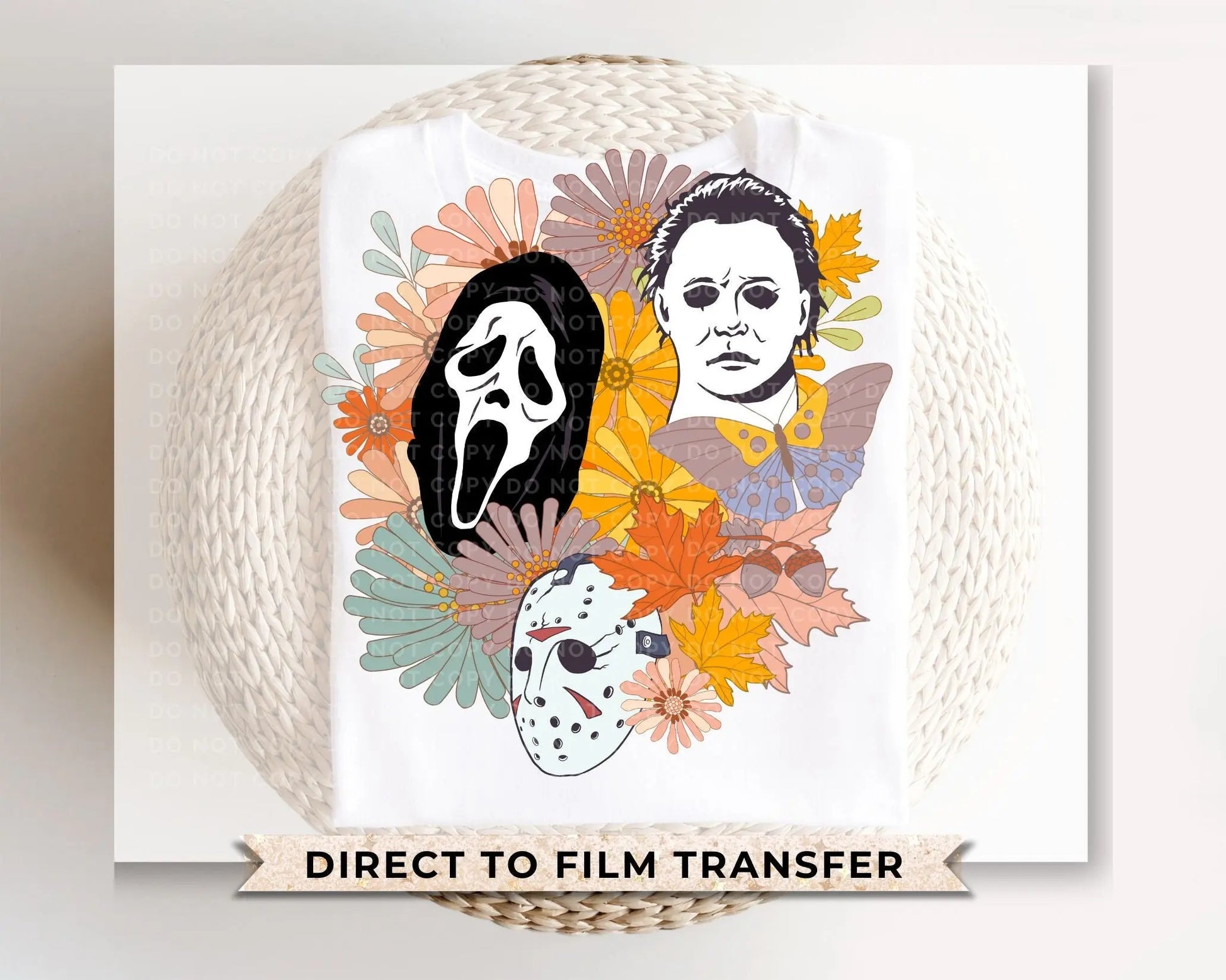 Halloween DTF Transfers, Ready to Press, T-shirt Transfers, Heat Transfer, Direct to Film, Spooky, Scary, Movie, Trendy, Retro, Triller