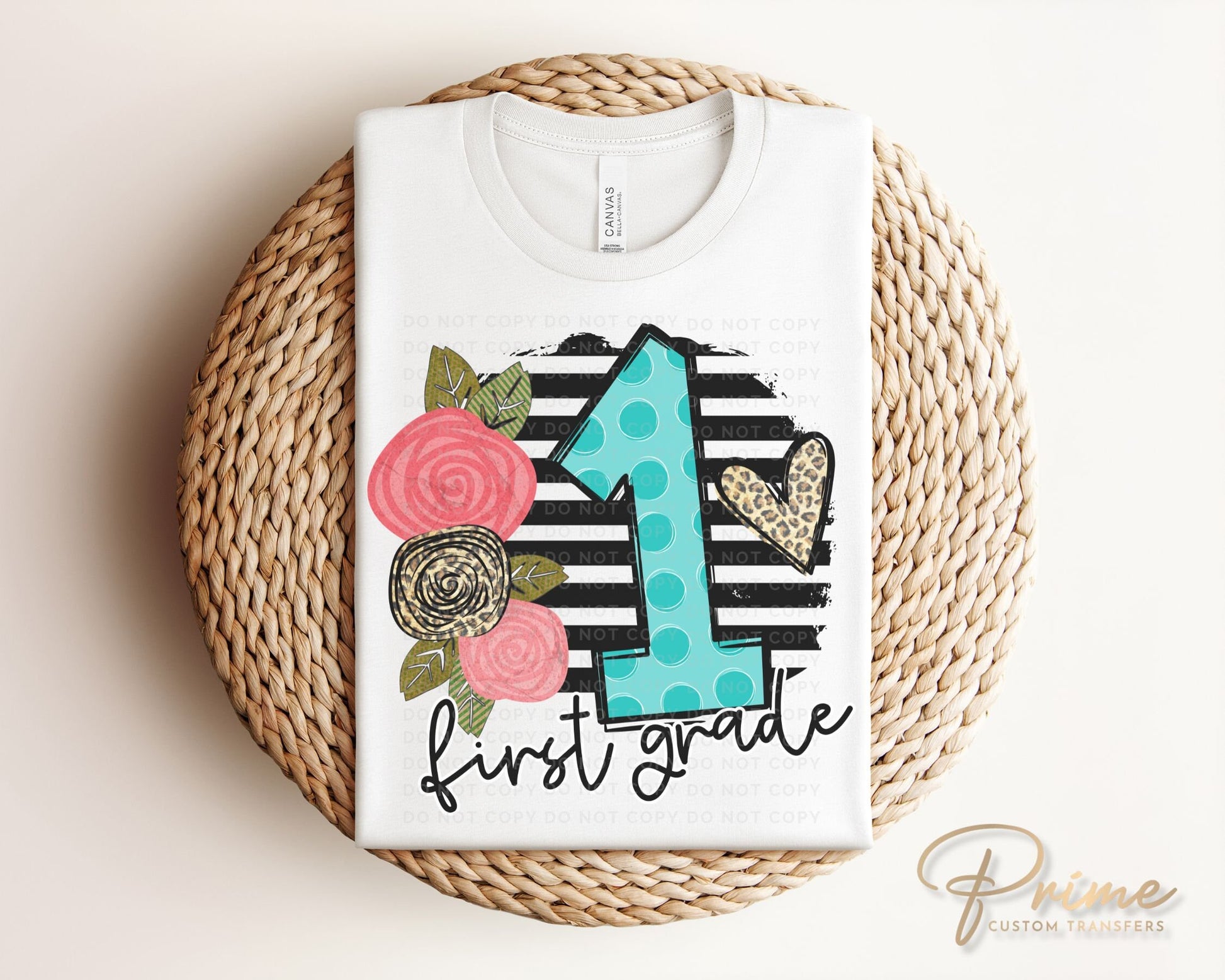 First Grade DTF Transfer, First Day of School, Heat Transfer, Ready to Press, Direct to Film, First Day of School, Boho, Teacher, 1st Grade