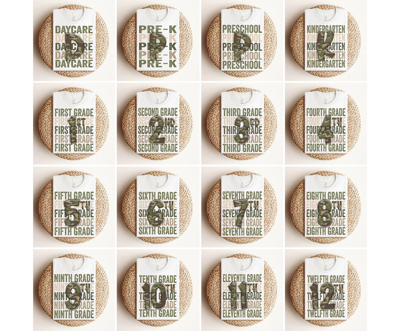 Second Grade DTF Transfer, First Day of School, Heat Transfer, Ready to Press, Direct to Film, Camo, Camouflage, 2nd, First Day of School