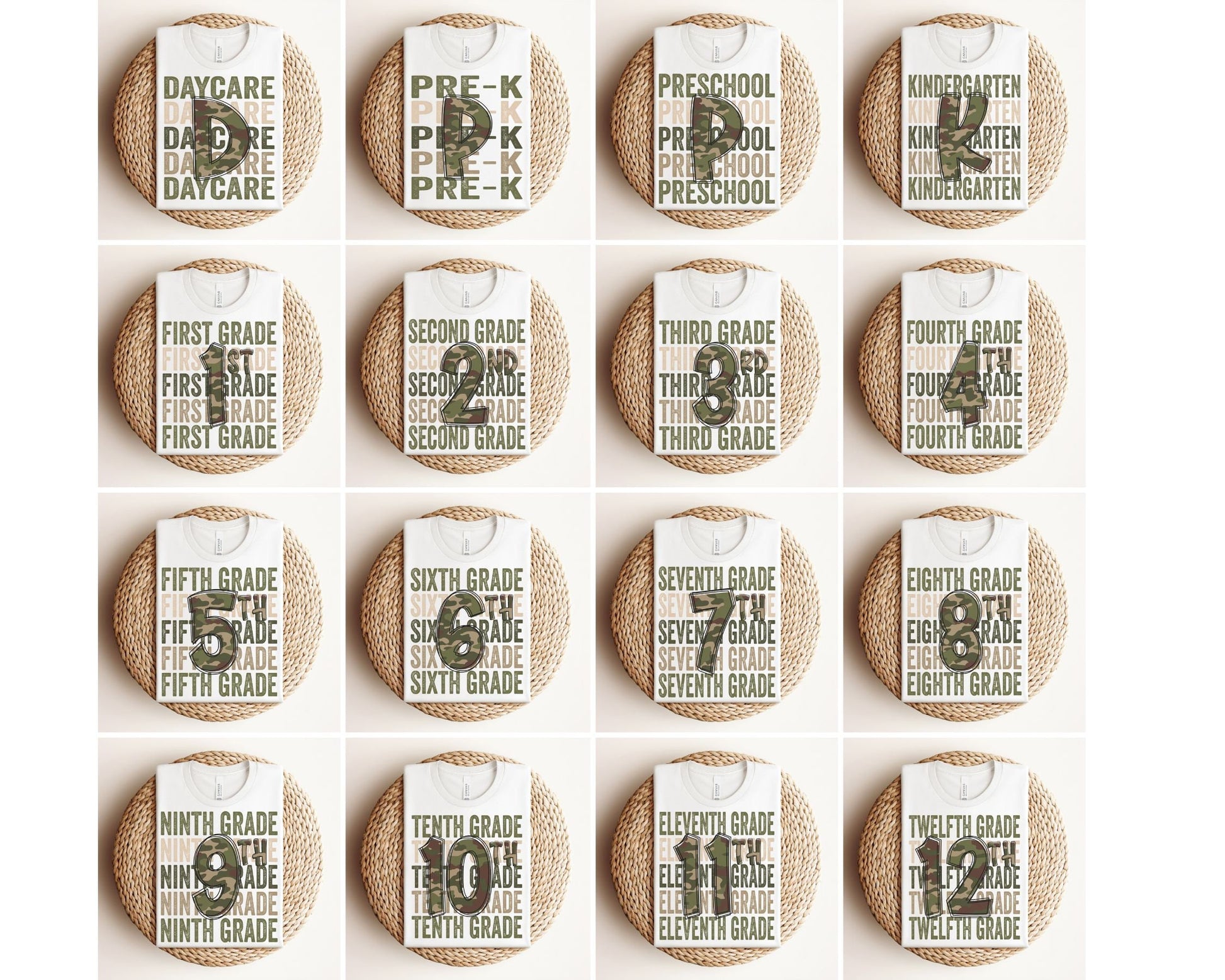 Second Grade DTF Transfer, First Day of School, Heat Transfer, Ready to Press, Direct to Film, Camo, Camouflage, 2nd, First Day of School