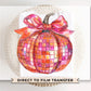 Fall DTF Transfers, Ready to Press, T-shirt Transfers, Heat Transfer, Direct to Film, Trendy, Bow, Coquette, Aesthetic, Disco Pumpkin