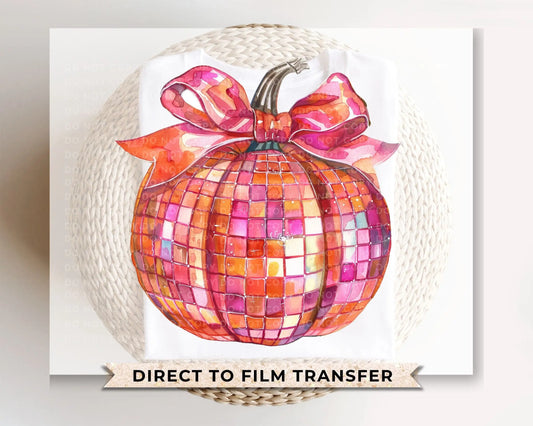 Fall DTF Transfers, Ready to Press, T-shirt Transfers, Heat Transfer, Direct to Film, Trendy, Bow, Coquette, Aesthetic, Disco Pumpkin