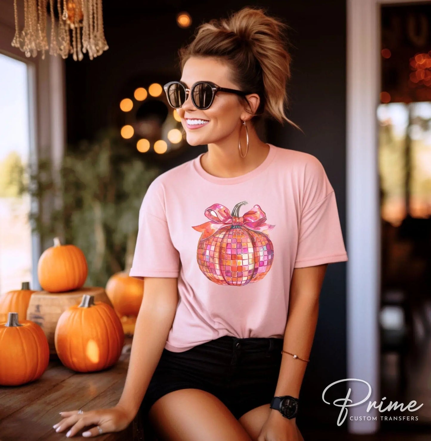 Fall DTF Transfers, Ready to Press, T-shirt Transfers, Heat Transfer, Direct to Film, Trendy, Bow, Coquette, Aesthetic, Disco Pumpkin