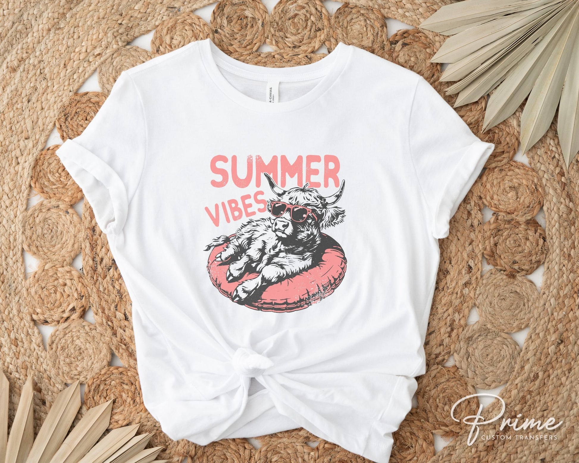 Summer DTF Transfers, Ready to Press, T-shirt Transfers, Heat Transfer, Direct to Film, Highland Cow, Retro, Beach, Vacation, Summer Vibes