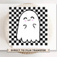 Halloween DTF Transfers, Ready to Press, T-shirt Transfers, Heat Transfer, Direct to Film, Fall, Autumn, Cute Trendy, Checkered Ghost