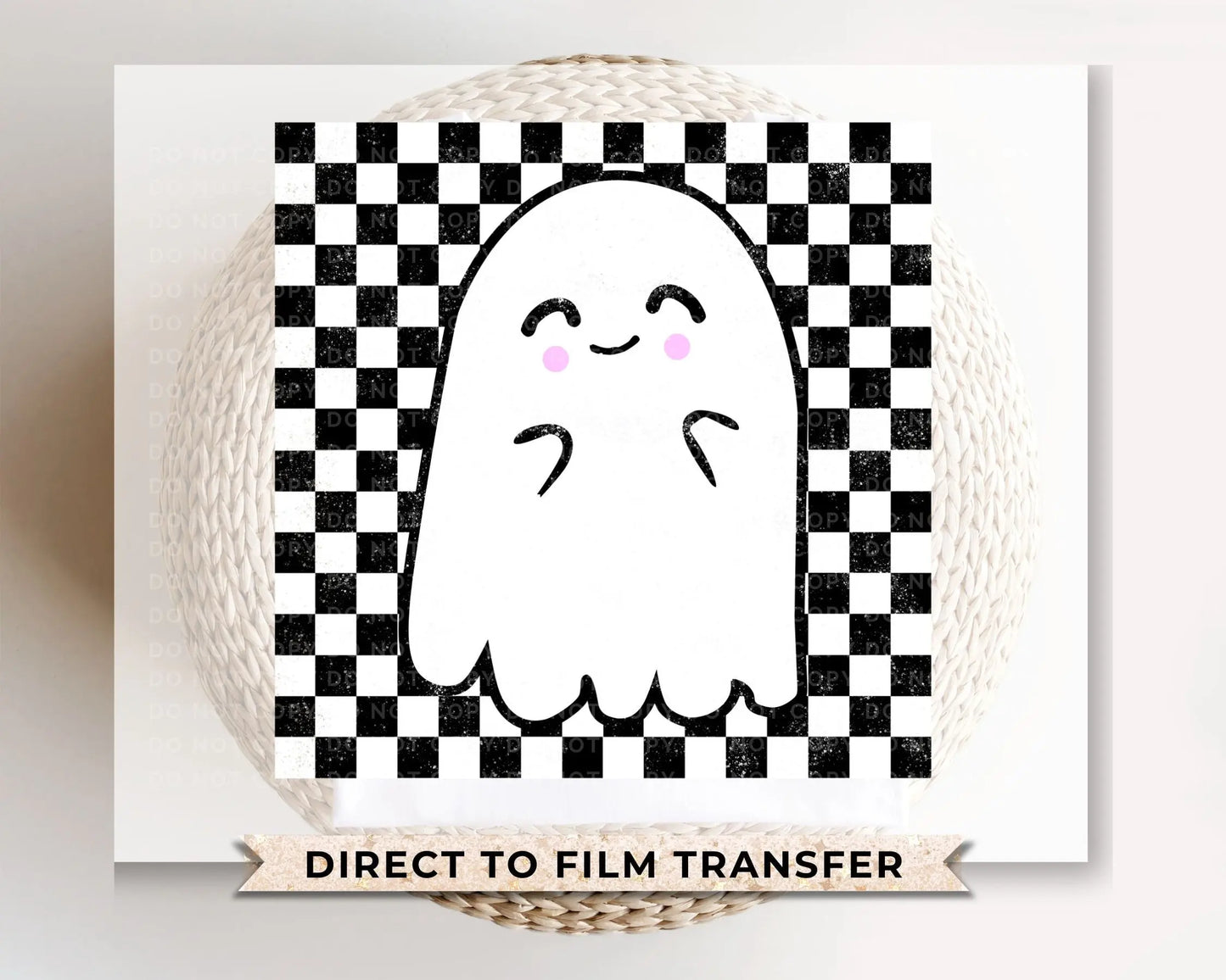 Halloween DTF Transfers, Ready to Press, T-shirt Transfers, Heat Transfer, Direct to Film, Fall, Autumn, Cute Trendy, Checkered Ghost