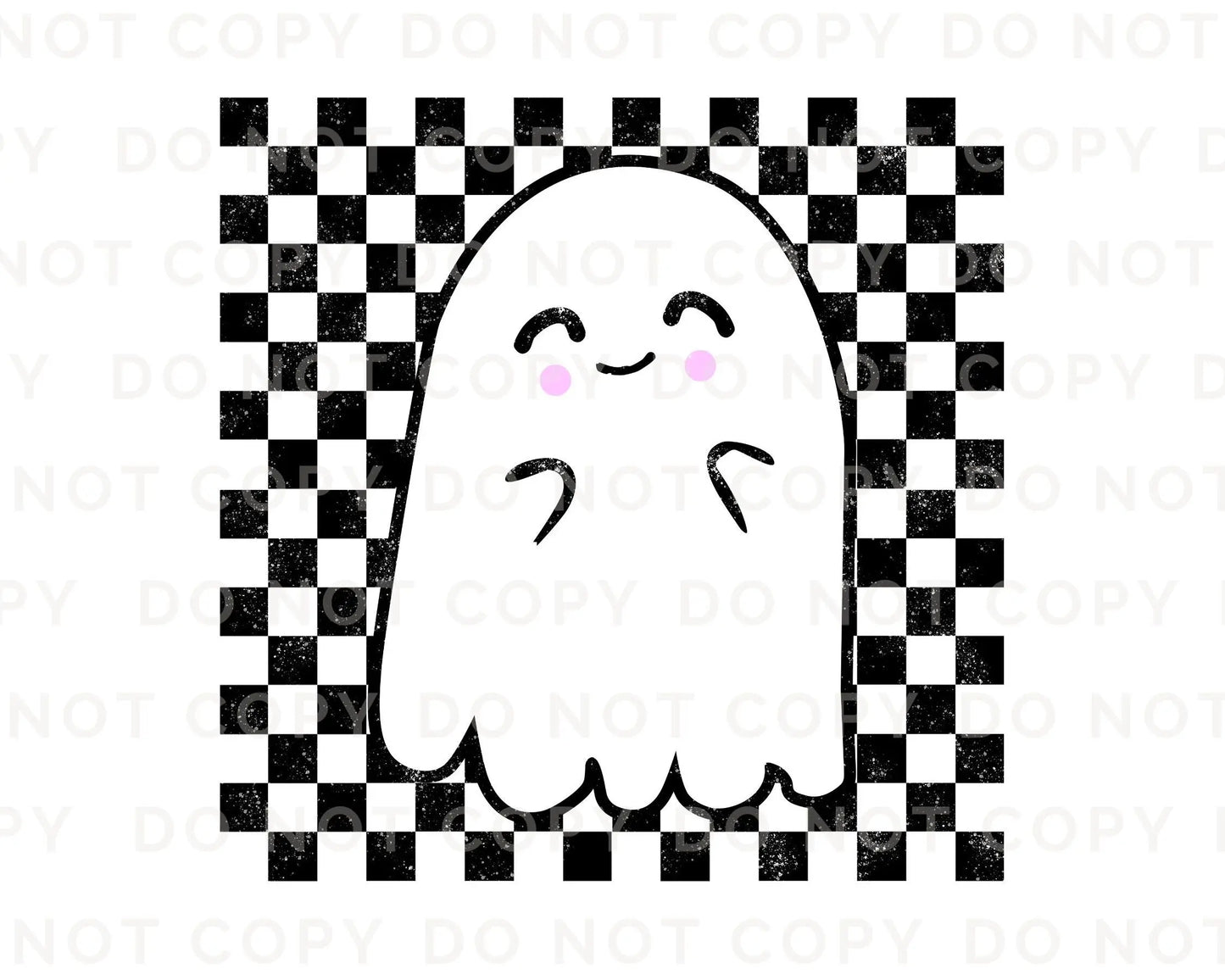 Halloween DTF Transfers, Ready to Press, T-shirt Transfers, Heat Transfer, Direct to Film, Fall, Autumn, Cute Trendy, Checkered Ghost