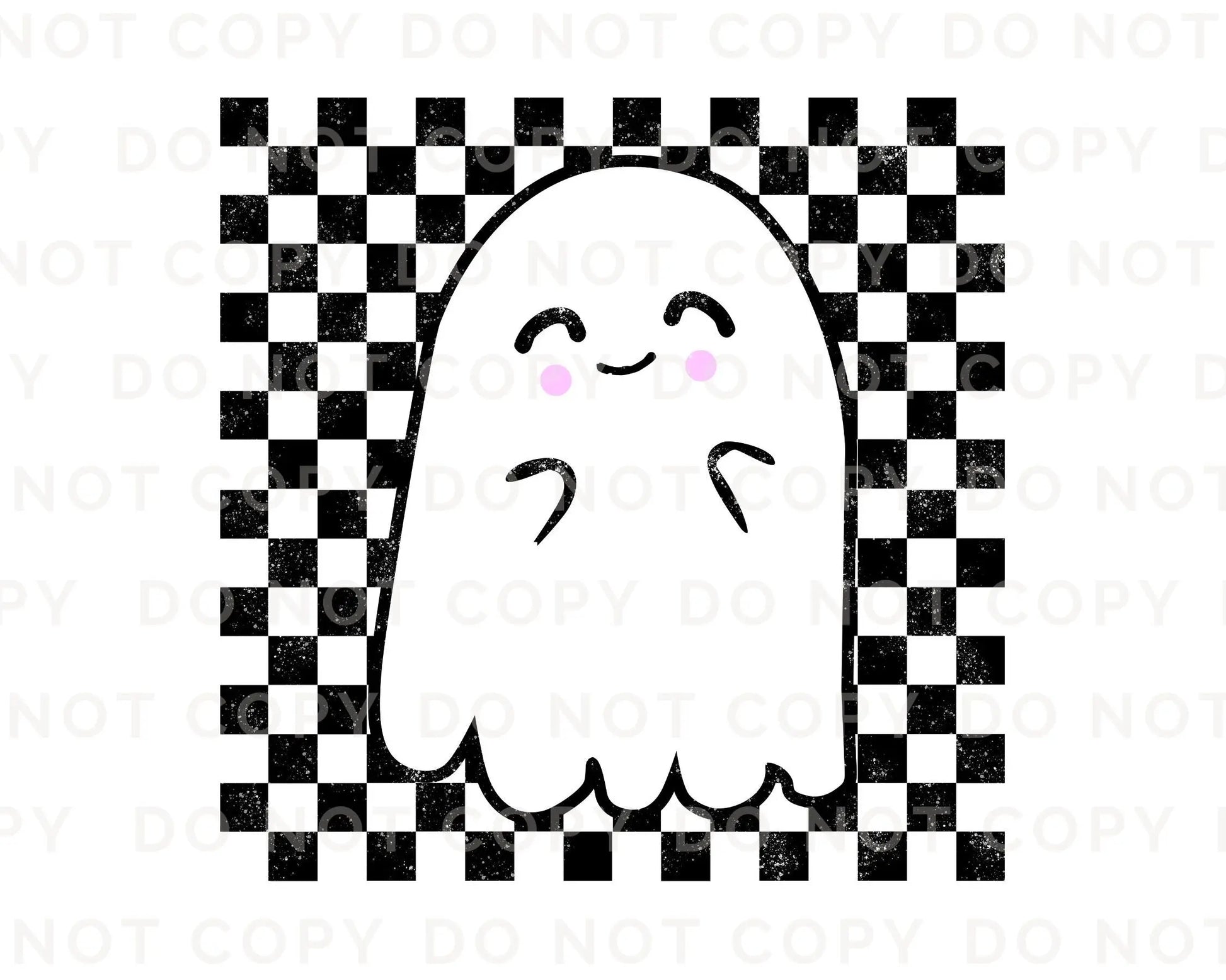 Halloween DTF Transfers, Ready to Press, T-shirt Transfers, Heat Transfer, Direct to Film, Fall, Autumn, Cute Trendy, Checkered Ghost