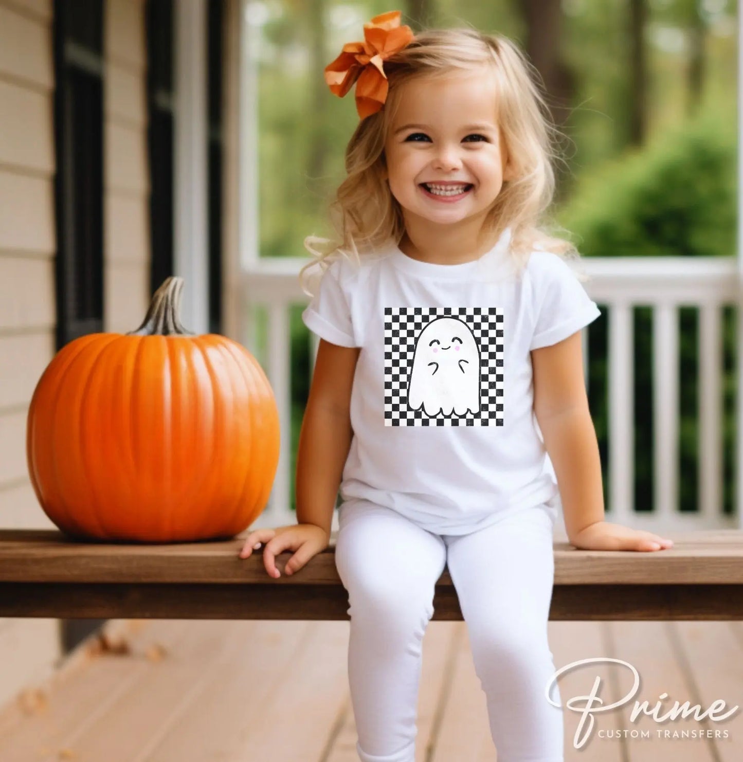 Halloween DTF Transfers, Ready to Press, T-shirt Transfers, Heat Transfer, Direct to Film, Fall, Autumn, Cute Trendy, Checkered Ghost