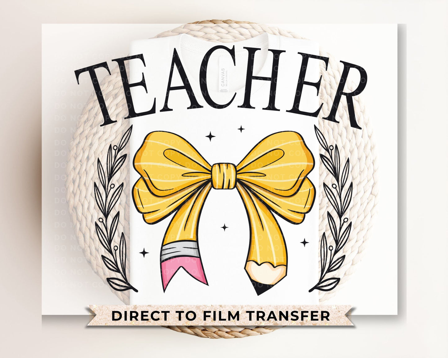 Teacher DTF transfer, First Day of School, Heat Transfer, Ready to Press, Direct to Film, Coquette, Pencil, Bow, Gift, Back To School