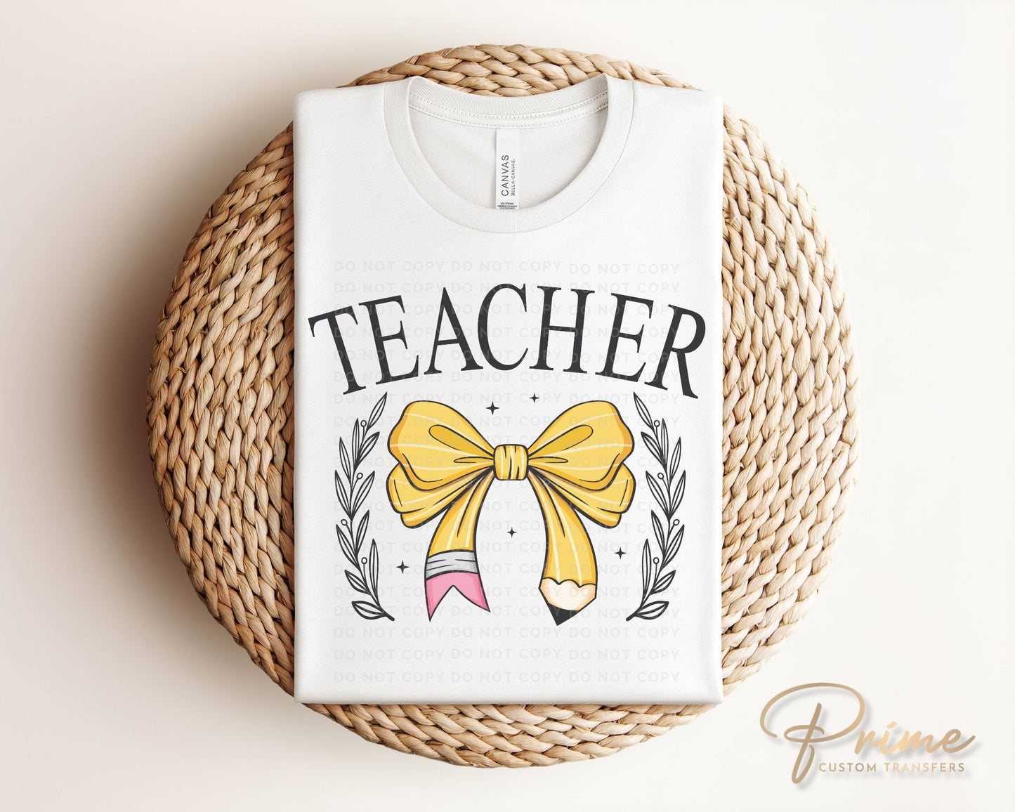 Teacher DTF transfer, First Day of School, Heat Transfer, Ready to Press, Direct to Film, Coquette, Pencil, Bow, Gift, Back To School