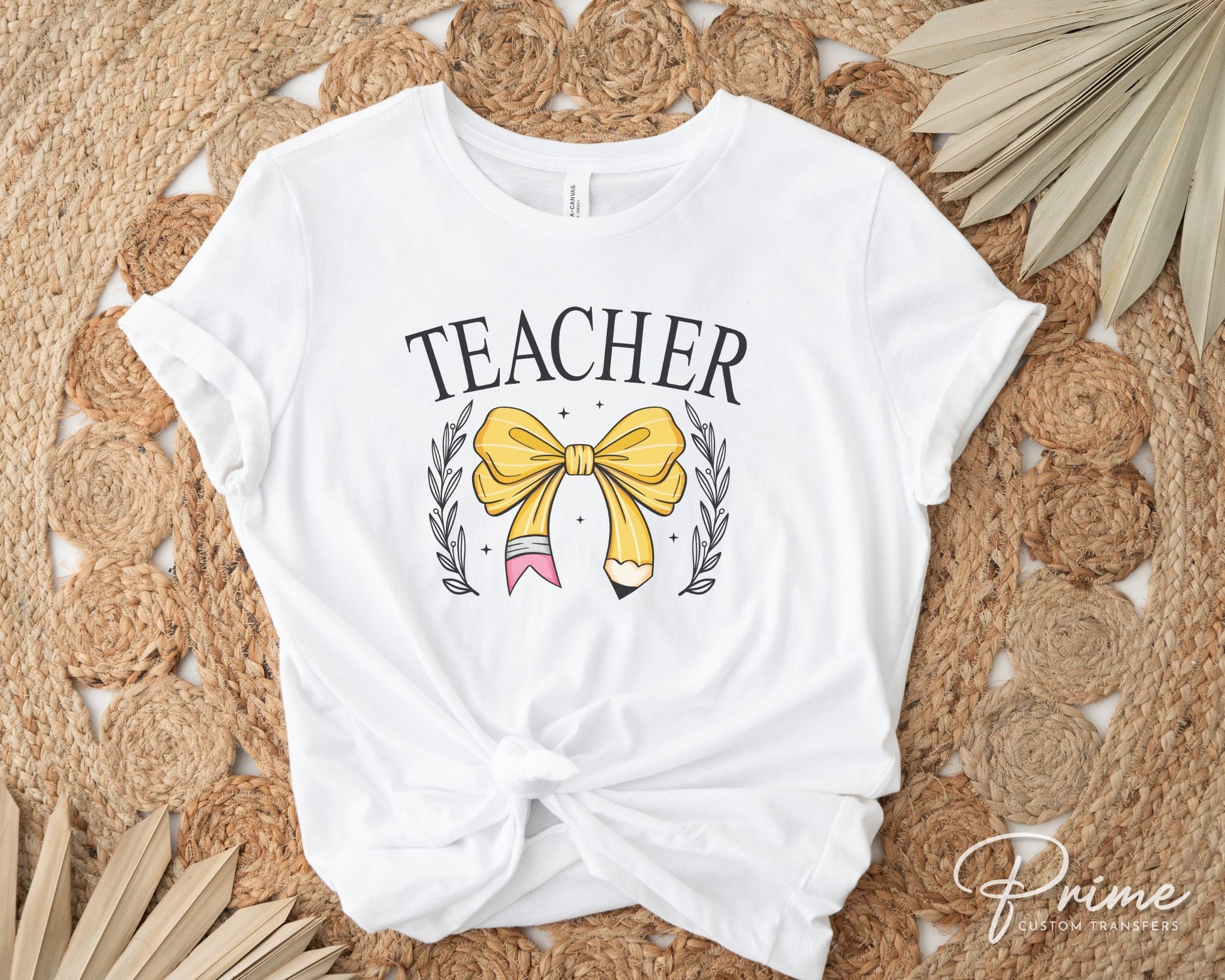 Teacher DTF transfer, First Day of School, Heat Transfer, Ready to Press, Direct to Film, Coquette, Pencil, Bow, Gift, Back To School