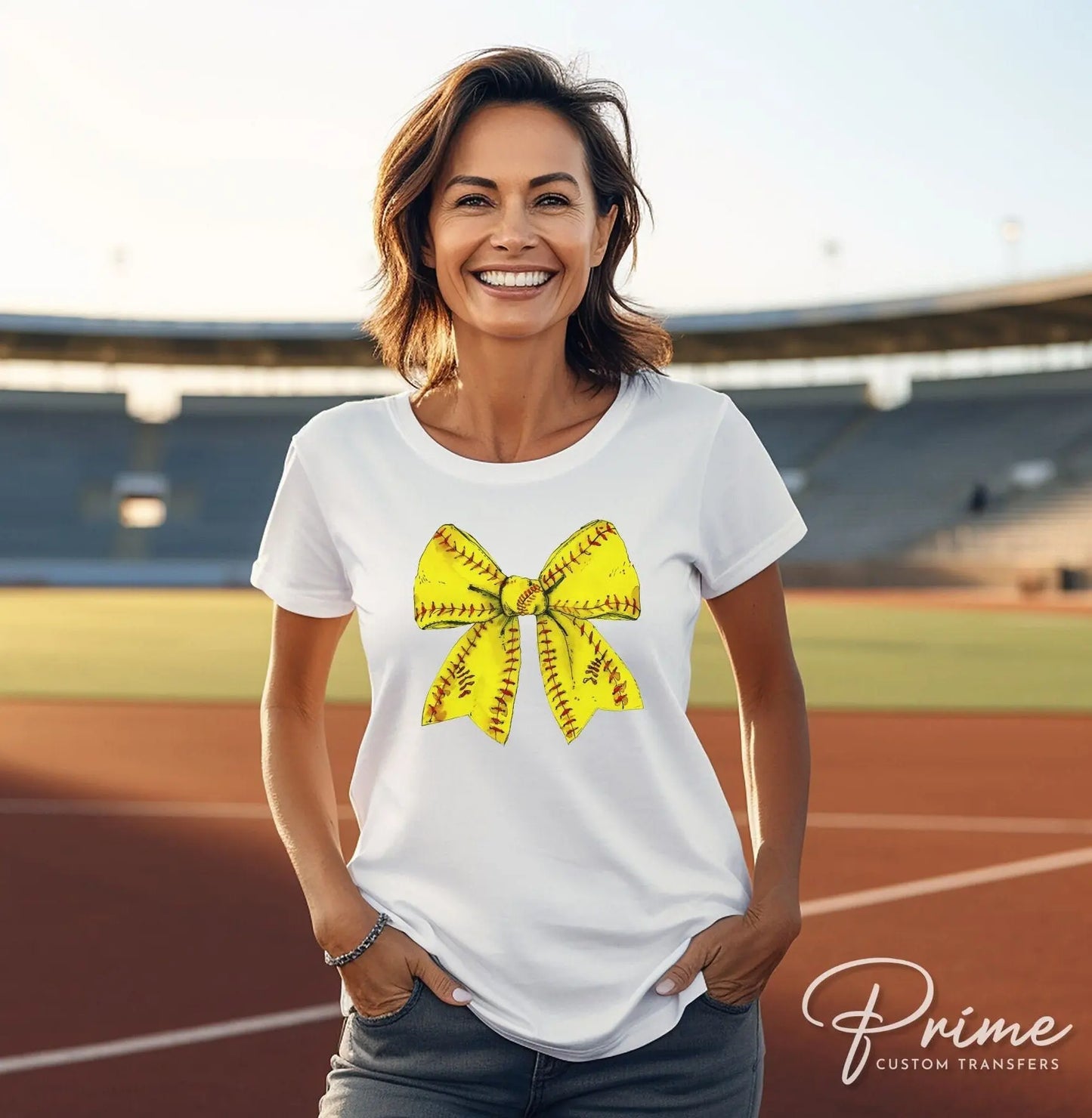 Softball DTF Transfers, Ready to Press, T-shirt Transfers, Heat Transfer, Direct to Film, Sports Mom, Game Day, Coquette, Retro Softball Bow