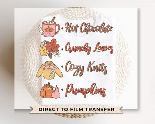 Fall DTF Transfers, Ready to Press, T-shirt Transfers, Heat Transfer, Direct to Film, Cold Peel, Pumpkins, Leaves, Autumn Favorites