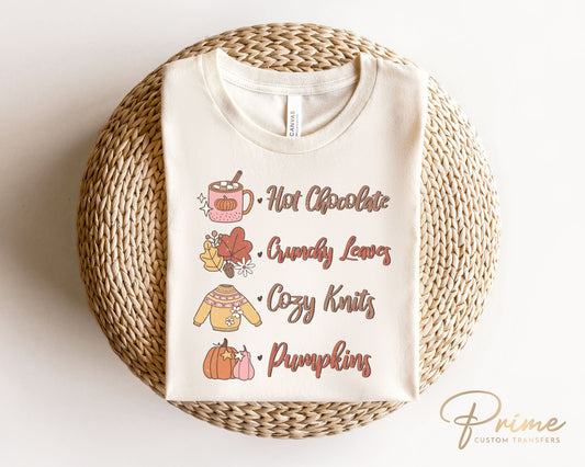 Fall DTF Transfers, Ready to Press, T-shirt Transfers, Heat Transfer, Direct to Film, Cold Peel, Pumpkins, Leaves, Autumn Favorites