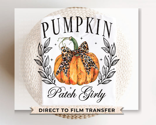 Fall DTF Transfers, Ready to Press, T-shirt Transfers, Heat Transfer, Direct to Film, Cold Peel, Trendy, Bow, Coquette Pumpkin Patch Girly