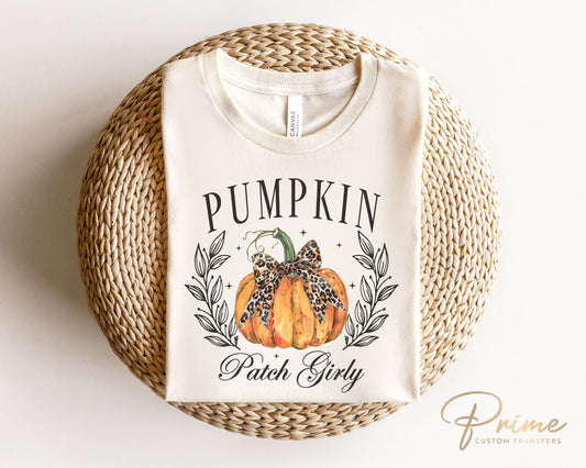 Fall DTF Transfers, Ready to Press, T-shirt Transfers, Heat Transfer, Direct to Film, Cold Peel, Trendy, Bow, Coquette Pumpkin Patch Girly