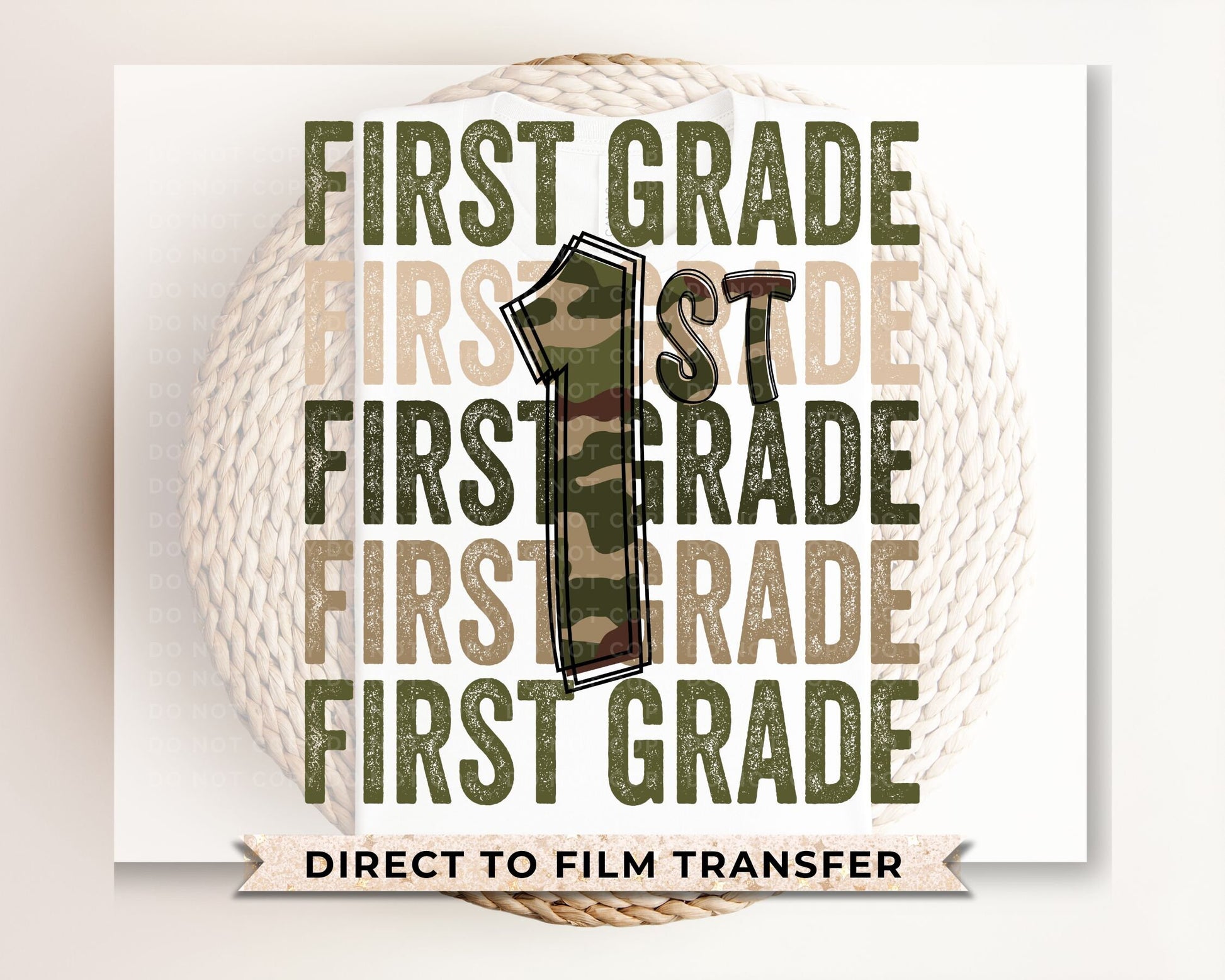 School DTF Transfer, First Day of School, Heat Transfer, Ready to Press, Direct to Film, First Day of School, Camouflage Boy, First Grade