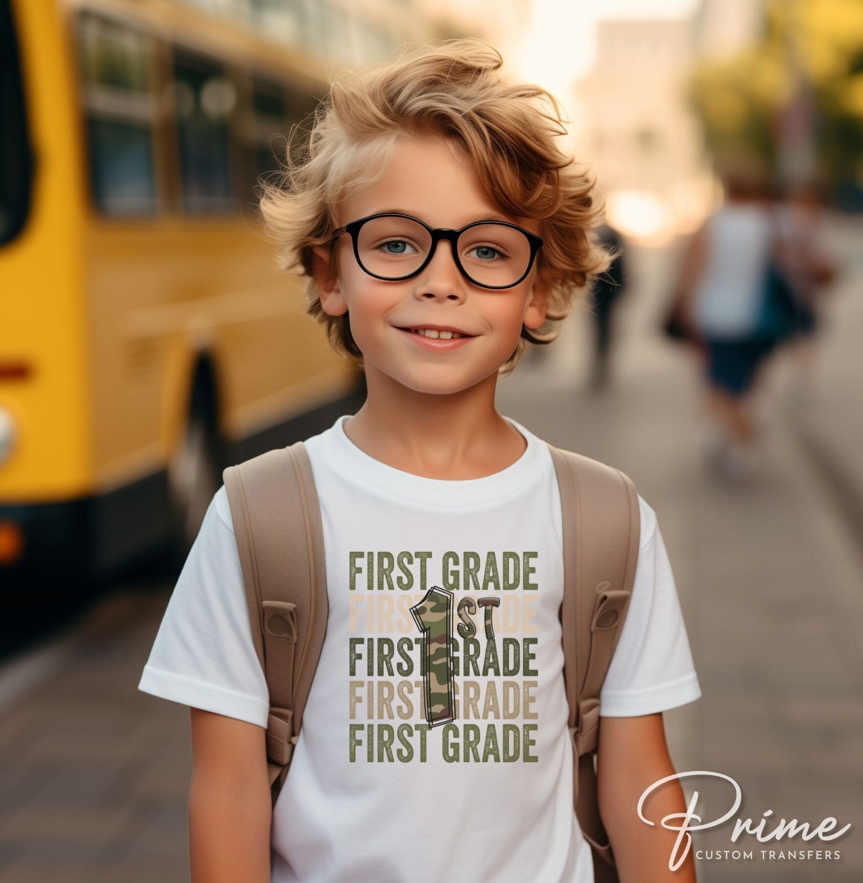 School DTF Transfer, First Day of School, Heat Transfer, Ready to Press, Direct to Film, First Day of School, Camouflage Boy, First Grade